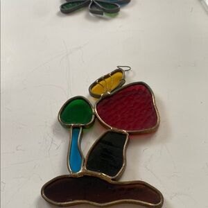 Colorful Stained Glass Mushroom Ornament